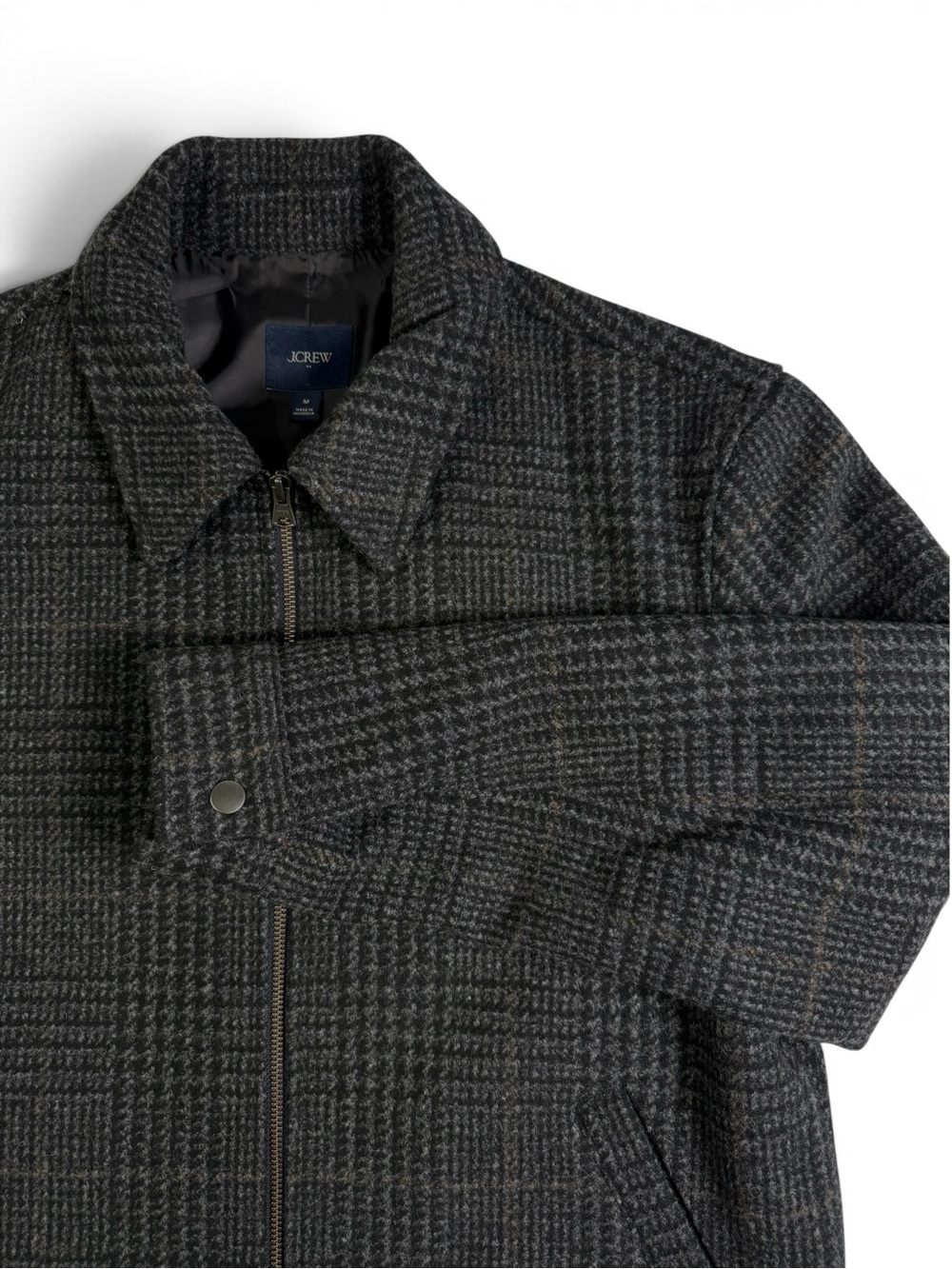 J.Crew NWOT Wool Blend Work Jacket Charcoal Glen Plaid Men’s M